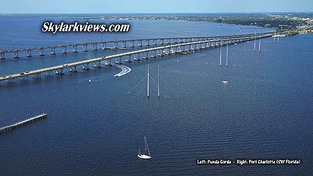 two long bridges and lots of water